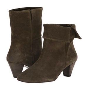 New Free People Adella Suede Heeled Roll Top Boots/Booties Sz39 Green